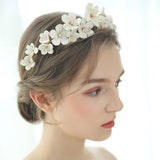 Rhinestone Leather Flower Bridal Tiara Wedding Crown