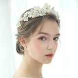 Rhinestone Leather Flower Bridal Tiara Wedding Crown