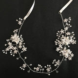 Rhinestone Pearl Flower Wedding Tiara Bridal Hair Vine