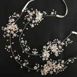Rhinestone Pearl Flower Wedding Tiara Bridal Hair Vine