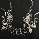 Rhinestone Pearl Flower Wedding Tiara Bridal Hair Vine