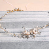 Rhinestone Pearl Flower Wedding Tiara Bridal Hair Vine