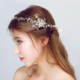 Rhinestone Pearl Flower Wedding Tiara Bridal Hair Vine