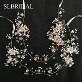 Rhinestone Pearl Flower Wedding Tiara Bridal Hair Vine