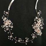 Rhinestone Pearl Flower Wedding Tiara Bridal Hair Vine