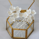 Freshwater Pearls Ceram Flower Bridal Hair Pin Set