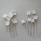 Freshwater Pearls Ceram Flower Bridal Hair Pin Set