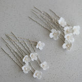Freshwater Pearls Ceram Flower Bridal Hair Pin Set