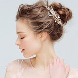 Austrian Crystals Flower Leaf Hair Clip Barrette Wedding Bridal Headpiece
