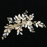 Austrian Crystals Flower Leaf Hair Clip Barrette Wedding Bridal Headpiece