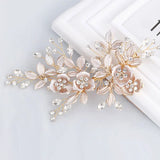 Austrian Crystals Flower Leaf Hair Clip Barrette Wedding Bridal Headpiece