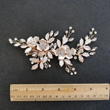 Austrian Crystals Flower Leaf Hair Clip Barrette Wedding Bridal Headpiece