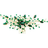 Green Rhinestones Crystal Bridal Headband Hair Comb Wedding Hair