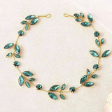 Green Rhinestones Crystal Bridal Headband Hair Comb Wedding Hair