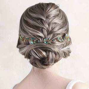Green Rhinestones Crystal Bridal Headband Hair Comb Wedding Hair