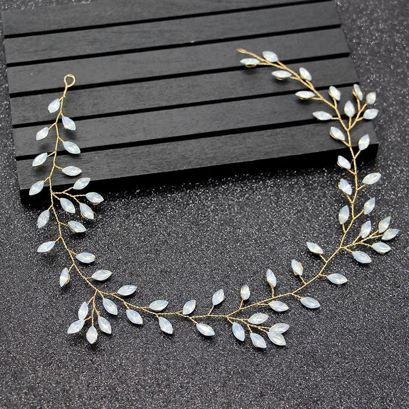 Green Rhinestones Crystal Bridal Headband Hair Vine Wedding Hair accessories