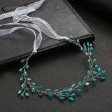 Green Rhinestones Crystal Bridal Headband Hair Vine Wedding Hair accessories