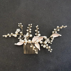 Alloy Leaf Crystal Rhinestone Bridal Hair Comb Wedding Headdress