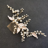 Alloy Leaf Crystal Rhinestone Bridal Hair Comb Wedding Headdress