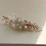 Alloy Ceramic Flower Crystal Bridal Hair Clip Barrettes Wedding Headpieces