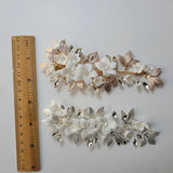 Alloy Ceramic Flower Crystal Bridal Hair Clip Barrettes