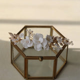 Alloy Ceramic Flower Crystal Bridal Hair Clip Barrettes Wedding Headpieces