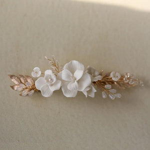 Alloy Ceramic Flower Crystal Bridal Hair Clip Barrettes Wedding Headpieces