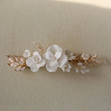 Alloy Ceramic Flower Crystal Bridal Hair Clip Barrettes Wedding Headpieces