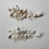 Alloy Ceramic Flower Crystal Bridal Hair Clip Barrettes