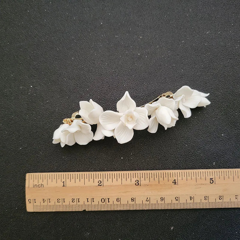 Alloy Ceramic Flower Bridal Hair Clip Wedding Headpieces