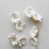 Alloy Ceramic Flower Crystal Bridal Hair Clip Wedding Headpiece