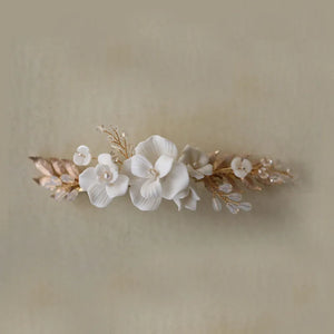 Alloy Ceramic Flower Crystal Bridal Hair Clip Barrettes Wedding Headpieces