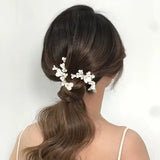 Alloy Ceramic Flower Crystal Bridal Hair Clip Barrettes Wedding Headpieces