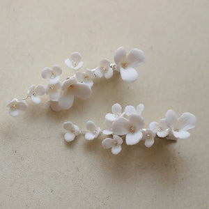 Alloy Ceramic Flower Crystal Bridal Hair Clip Barrettes Wedding Headpieces