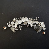 Ceramic Flower Leaf Bridal Hair Comb Wedding Headband