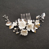 Freshwater Pearls Ceram Flower Bridal Hair Comb Wedding Hair Accessory