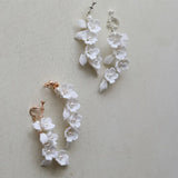 Crystal Rhinestones Porcelain Flower Pearls Bridal Earrings