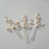 Opal Crystal Freshwater Pearls Bridal Hair Pin Set Wedding Hair Sticker