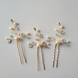 Opal Crystal Freshwater Pearls Bridal Hair Pin Set Wedding Hair Sticker