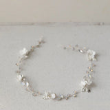Opal Crystal Rhinestones Ceramic Flower Bridal Headband for Wedding
