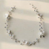 Opal Crystal Rhinestones Ceramic Flower Bridal Headband for Wedding