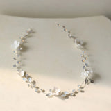 Opal Crystal Rhinestones Ceramic Flower Bridal Headband for Wedding