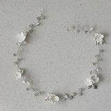 Opal Crystal Rhinestones Ceramic Flower Bridal Headband for Wedding