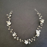 Opal Crystal Rhinestones Ceramic Flower Bridal Headband for Wedding