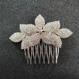 Crystal Rhinestone Leaf Wedding Hair Comb Bridal Headpiece