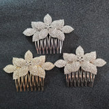Crystal Rhinestone Leaf Wedding Hair Comb Bridal Headpiece