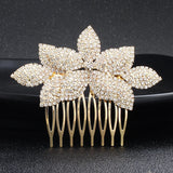 Crystal Rhinestone Leaf Wedding Hair Comb Bridal Headpiece