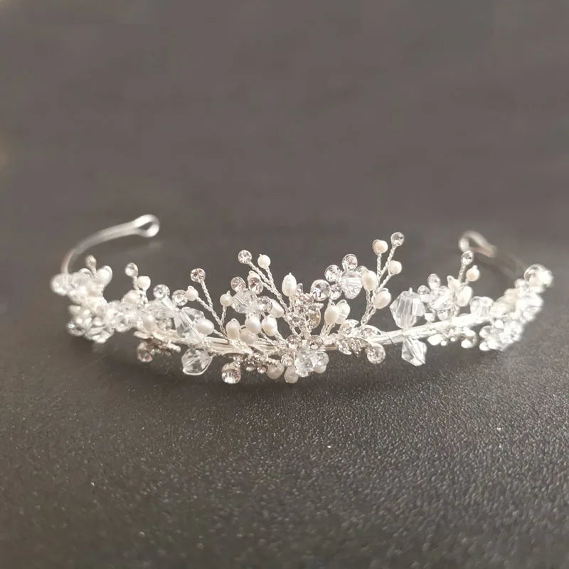 Rhinestones Crystal Freshwater Pearls Wedding Tiara Bridal Crown