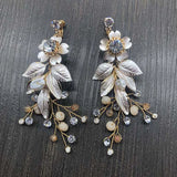 Crystal Pearl Wedding Dangle Earrings Bridal Chandelier