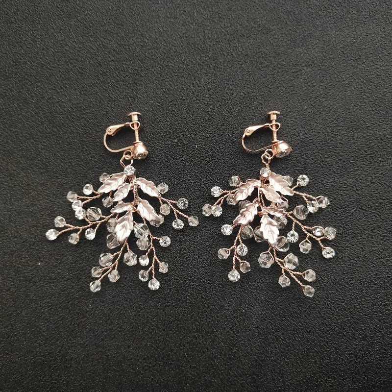 Crystal Pearl Wedding Dangle Earrings Bridal Chandelier